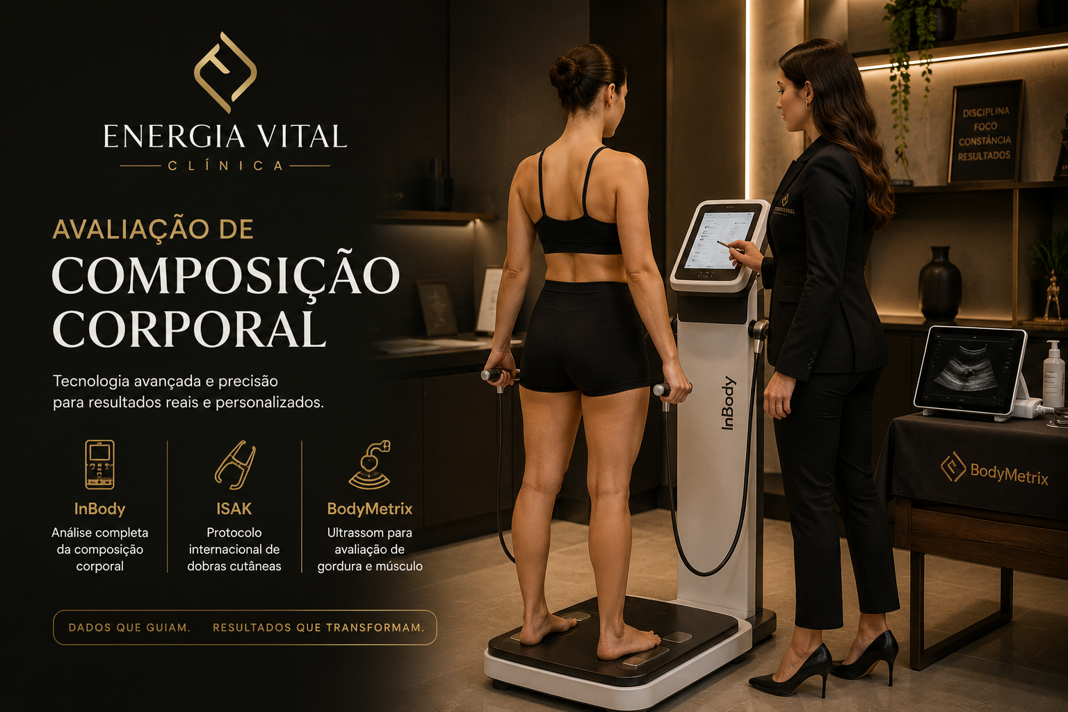 Avaliação de composição corporal com adipômetro em clínica de Taubaté