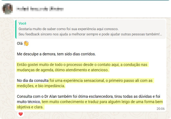 Depoimento de paciente da Clínica Energia Vital sobre o acompanhamento com o Dr. Alan Inácio